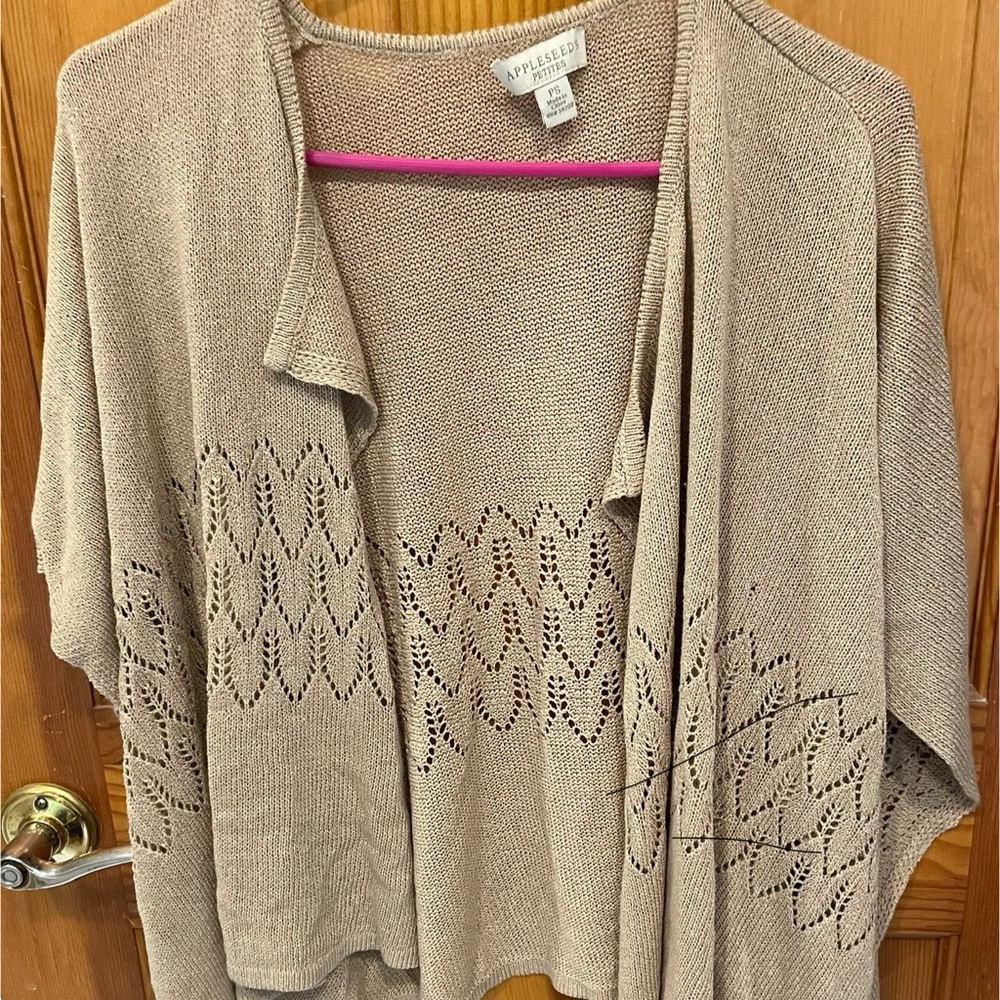 Appleseed's Beige Open-Front Poncho